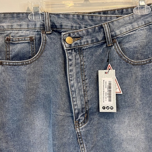Boohoo Blue NWT Asymmetric Distressed Denim Skirt Size 12 - Picture 5 of 10